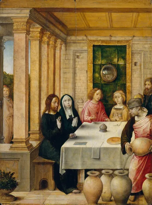 Framed Print : The Marriage Feast at Cana, ca. 1500-1504. Creator: Juan de Flandes, the Elder Framed Print : The Marriage Feast at Cana, ca. 1500-1504. Creator: Juan de Flandes, the Elder