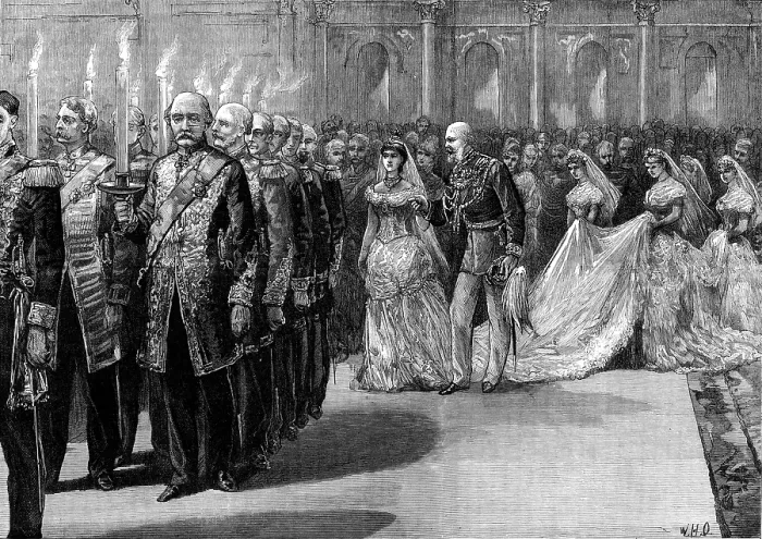 Framed Print : Marriage Festivities at Berlin: Fackel-Tanz, or torch dance at the Royal Wedding... 1881. Creator: William Heysham Overend Framed Print : Marriage Festivities at Berlin: Fackel-Tanz, or torch dance at the Royal Wedding... 1881. Creator: William Heysham Overend