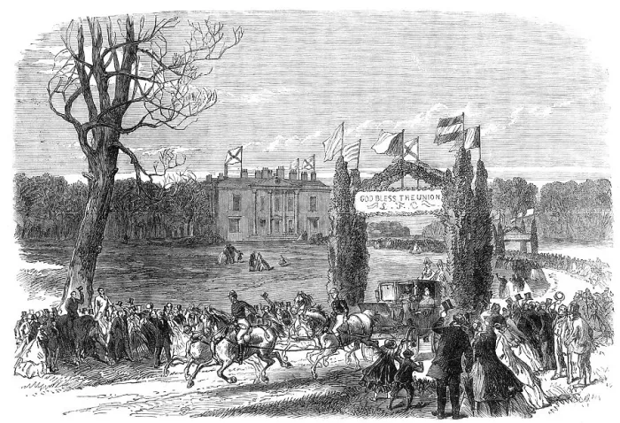 Framed Print : Marriage festivities at Quiddenham Park, Norfolk, the seat of the Earl of Albemarle, 1864. Creator: Unknown Framed Print : Marriage festivities at Quiddenham Park, Norfolk, the seat of the Earl of Albemarle, 1864. Creator: Unknown