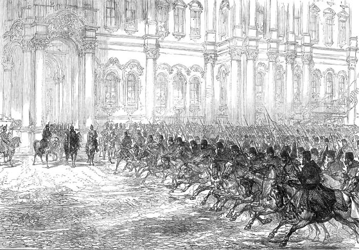 Framed Print : Marriage Festivities at St Petersburg: review before the Emperor, the Prince of Wales... 1874. Creator: Unknown Framed Print : Marriage Festivities at St Petersburg: review before the Emperor, the Prince of Wales... 1874. Creator: Unknown