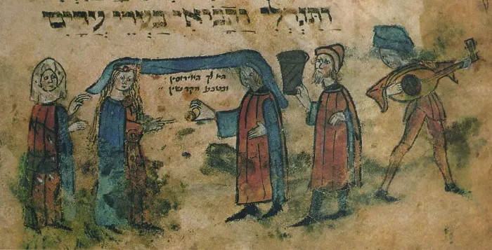 Framed Print : Marriage. Haggadah, Mid of the 15th cen Artist: Anonymous Framed Print : Marriage. Haggadah, Mid of the 15th cen Artist: Anonymous