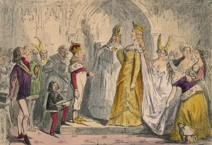 Framed Print : Marriage of Henry the Sixth and Margaret of Anjou, 1850. Artist: John Leech Framed Print : Marriage of Henry the Sixth and Margaret of Anjou, 1850. Artist: John Leech