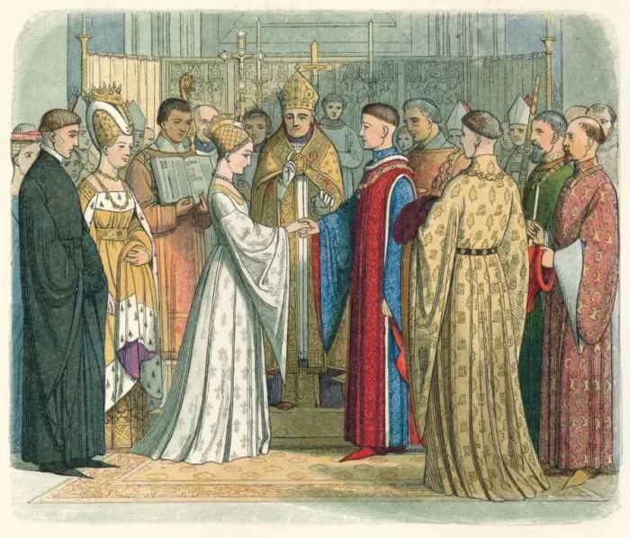 Framed Print : Marriage of Henry V. and Katherine of France, 1420 (1864). Artist: James William Edmund Doyle Framed Print : Marriage of Henry V. and Katherine of France, 1420 (1864). Artist: James William Edmund Doyle