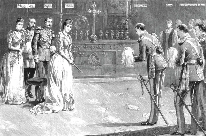 Framed Print : The Marriage of HRH Princess Louise of Schleswig-Holstein and HH Prince Aribert of Anhalt, 1891. Creator: Unknown Framed Print : The Marriage of HRH Princess Louise of Schleswig-Holstein and HH Prince Aribert of Anhalt, 1891. Creator: Unknown
