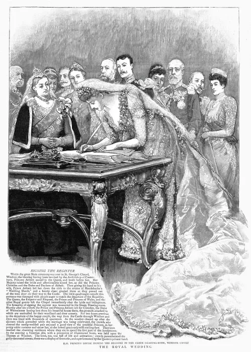 Framed Print : The Marriage of HRH Princess Louise of Schleswig-Holstein and HH Prince Aribert of Anhalt, 1891. Creator: Unknown Framed Print : The Marriage of HRH Princess Louise of Schleswig-Holstein and HH Prince Aribert of Anhalt, 1891. Creator: Unknown