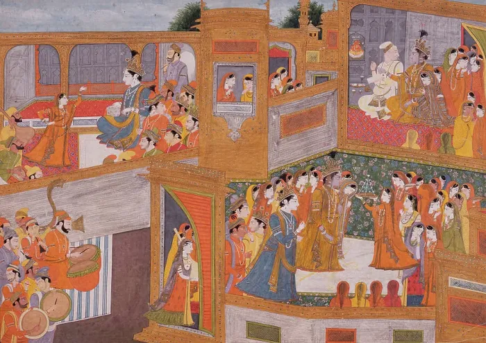 Framed Print : Marriage of Krishna and Rukmini, c1800. Creator: Unknown Framed Print : Marriage of Krishna and Rukmini, c1800. Creator: Unknown