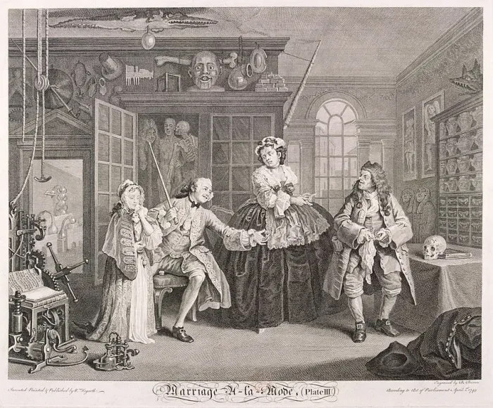 Framed Print : Marriage a la Mode, 1745; plate III. Artist: Bernard Baron Framed Print : Marriage a la Mode, 1745; plate III. Artist: Bernard Baron