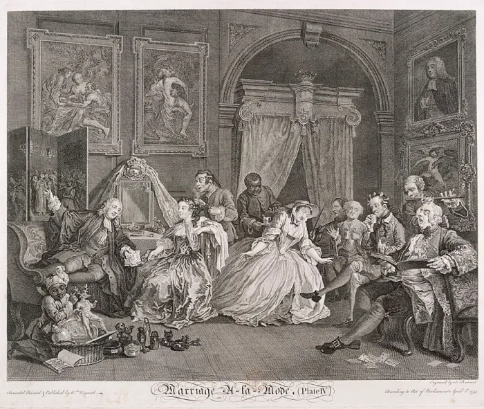 Framed Print : Marriage a la Mode, 1745; plate IV. Artist: Simon Francois Ravenet Framed Print : Marriage a la Mode, 1745; plate IV. Artist: Simon Francois Ravenet
