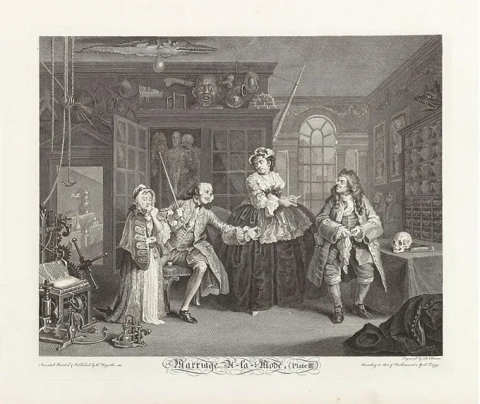 Framed Print : Marriage a la Mode. Plate III: The Inspection, 1745. Creator: Hogarth, William (1697-1764) Framed Print : Marriage a la Mode. Plate III: The Inspection, 1745. Creator: Hogarth, William (1697-1764)