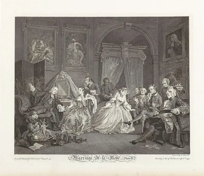 Framed Print : Marriage a la Mode. Plate IV: The Toilette, 1745. Creator: Hogarth, William (1697-1764) Framed Print : Marriage a la Mode. Plate IV: The Toilette, 1745. Creator: Hogarth, William (1697-1764)