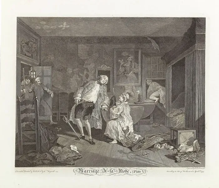 Framed Print : Marriage a la Mode. Plate V: The Bagnio, 1745. Creator: Hogarth, William (1697-1764) Framed Print : Marriage a la Mode. Plate V: The Bagnio, 1745. Creator: Hogarth, William (1697-1764)