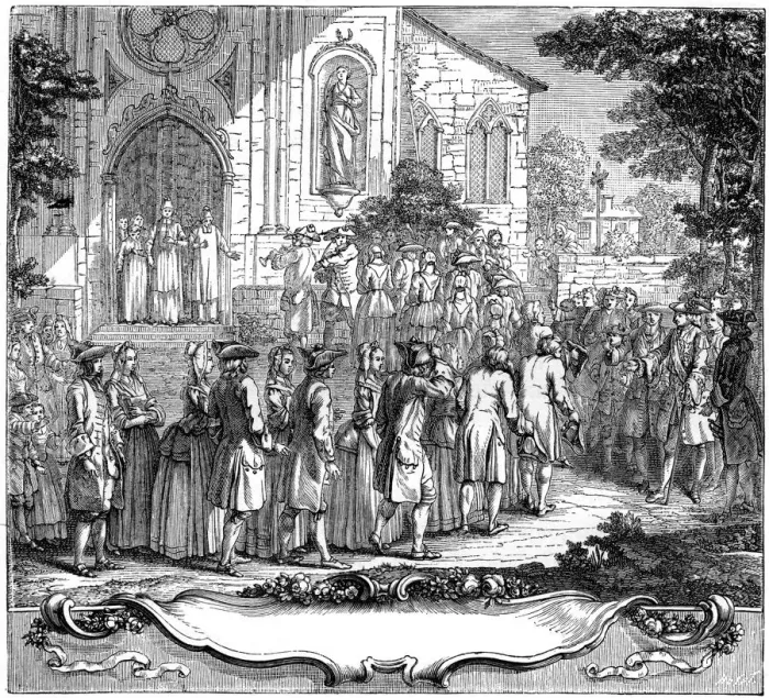 Framed Print : Marriage Of Ten Poor Girls, 1761, (1885). Artist: Hubert Francois Gravelot Framed Print : Marriage Of Ten Poor Girls, 1761, (1885). Artist: Hubert Francois Gravelot