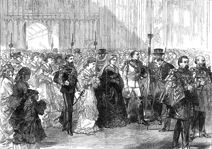Framed Print : Marriage of Princess Louise: the Bride's Procession in St. George's Chapel, Windsor, 1871. Creator: Unknown Framed Print : Marriage of Princess Louise: the Bride's Procession in St. George's Chapel, Windsor, 1871. Creator: Unknown