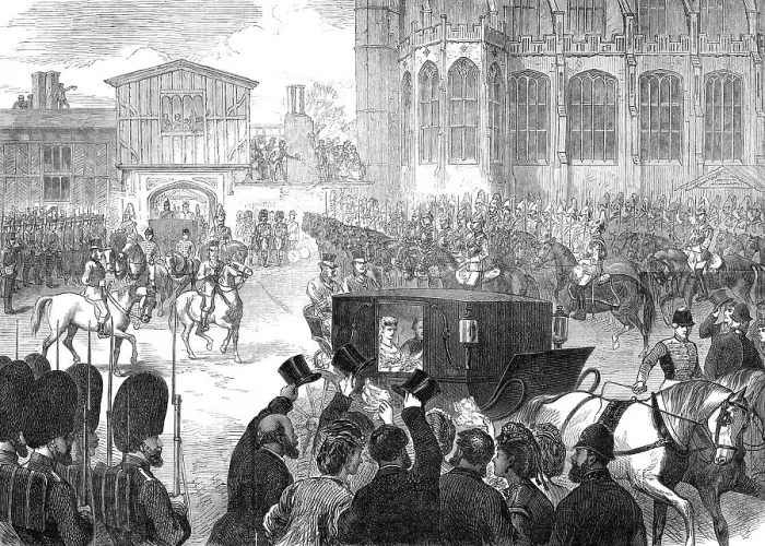 Framed Print : Marriage of Princess Louise: leaving St. George's Chapel, Windsor, 1871. Creator: Unknown Framed Print : Marriage of Princess Louise: leaving St. George's Chapel, Windsor, 1871. Creator: Unknown