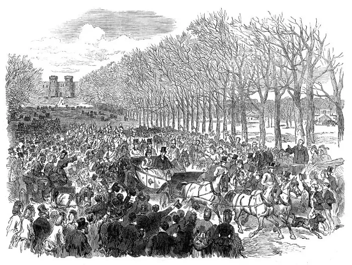 Framed Print : Marriage of Princess Louise: the Long Walk, Windsor Park, 1871. Creator: Unknown Framed Print : Marriage of Princess Louise: the Long Walk, Windsor Park, 1871. Creator: Unknown
