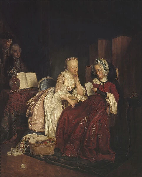 The marriage proposal, 1839. Creator: Jean Alphonse Roehn