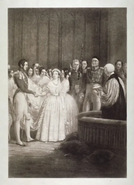 Framed Print : Marriage of Queen Victoria and Prince Albert, St Jamess Palace, Westminster, London, 1840 Framed Print : Marriage of Queen Victoria and Prince Albert, St Jamess Palace, Westminster, London, 1840