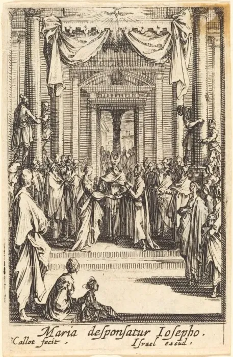 Framed Print : The Marriage of the Virgin, in or after 1630. Creator: Jacques Callot Framed Print : The Marriage of the Virgin, in or after 1630. Creator: Jacques Callot