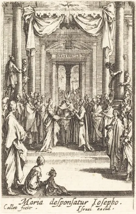 Framed Print : The Marriage of the Virgin, in or after 1630. Creator: Jacques Callot Framed Print : The Marriage of the Virgin, in or after 1630. Creator: Jacques Callot