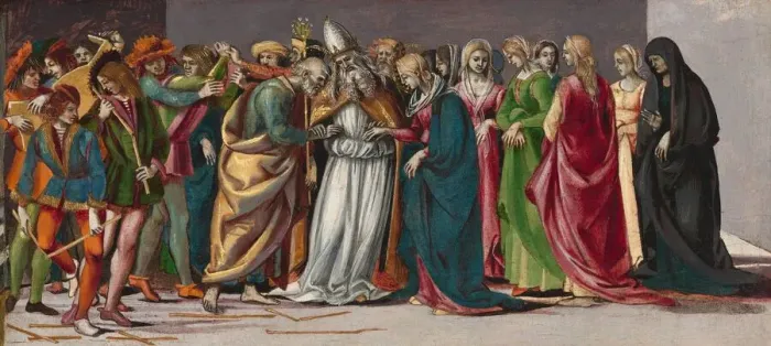 Framed Print : The Marriage of the Virgin, c. 1490 / 1491. Creator: Luca Signorelli Framed Print : The Marriage of the Virgin, c. 1490 / 1491. Creator: Luca Signorelli