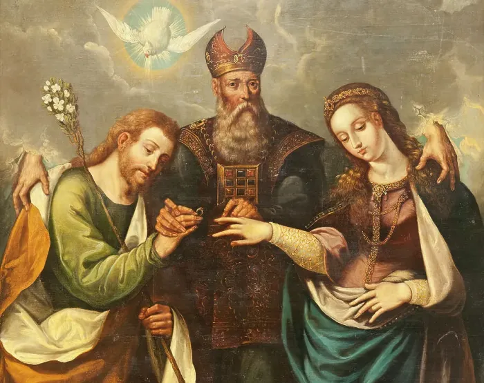 Framed Print : The Marriage of the Virgin (Desposorios del la Virgen) (image 5 of 5), 1668. Creator: Pedro Ramirez de Contreras Framed Print : The Marriage of the Virgin (Desposorios del la Virgen) (image 5 of 5), 1668. Creator: Pedro Ramirez de Contreras