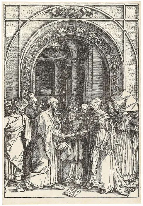 Framed Print : The Marriage of the Virgin, from The Life of the Virgin, c. 1504. Creator: Dürer, Albrecht (1471-1528) Framed Print : The Marriage of the Virgin, from The Life of the Virgin, c. 1504. Creator: Dürer, Albrecht (1471-1528)