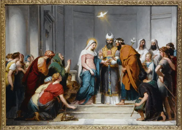 Framed Print : Marriage of the Virgin. Study for the composition in Notre-Dame-de-Lorette church, c1833. Creator: Jérome Martin Langlois the Younger Framed Print : Marriage of the Virgin. Study for the composition in Notre-Dame-de-Lorette church, c1833. Creator: Jérome Martin Langlois the Younger