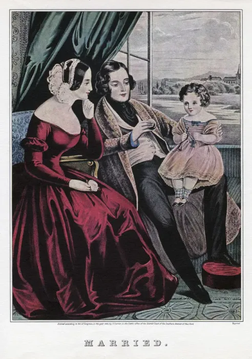 Framed Print : Married, 1845. Artist: Nathaniel Currier Framed Print : Married, 1845. Artist: Nathaniel Currier