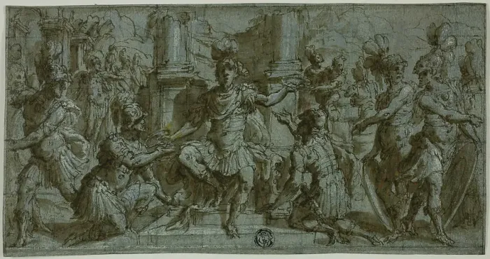 Framed Print : Mars (or Alexander?) Distributing the Victor's Wreaths, 1560 / 65. Creator: Andrea Semino Framed Print : Mars (or Alexander?) Distributing the Victor's Wreaths, 1560 / 65. Creator: Andrea Semino