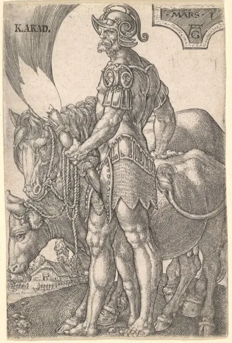 Framed Print : Mars, from The Seven Planets, 1533. Creator: Heinrich Aldegrever Framed Print : Mars, from The Seven Planets, 1533. Creator: Heinrich Aldegrever