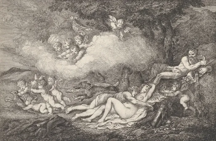 Framed Print : Mars and Sleeping Venus with Putti, 1799. 1799. Creator: Thomas Rowlandson Framed Print : Mars and Sleeping Venus with Putti, 1799. 1799. Creator: Thomas Rowlandson