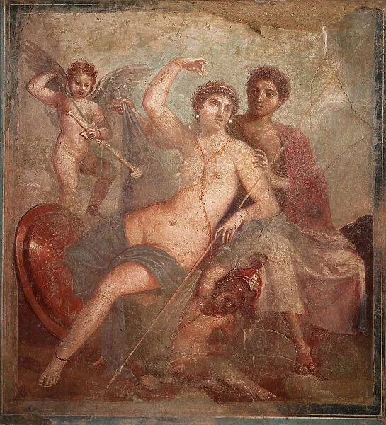 Mars and Venus, 1st H. 1st cen. AD. Creator: Roman-Pompeian wall painting