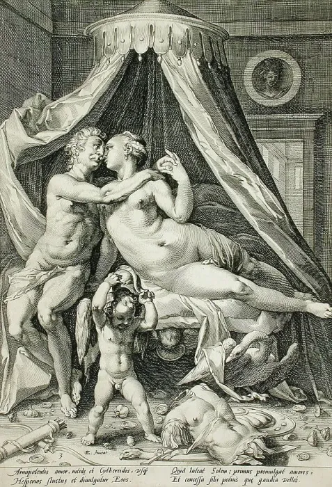 Framed Print : Mars and Venus, c1590. Creator: Jacob Matham Framed Print : Mars and Venus, c1590. Creator: Jacob Matham