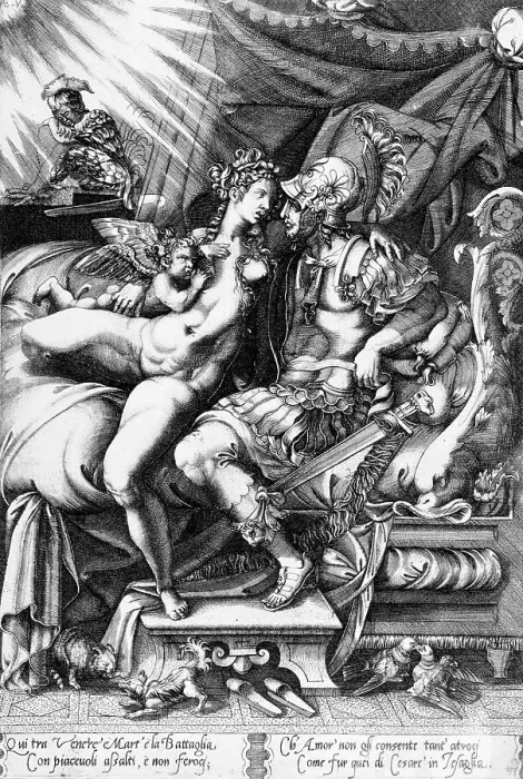 Framed Print : Mars and Venus (image 2 of 2), 16th century. Creator: Enea Vico Framed Print : Mars and Venus (image 2 of 2), 16th century. Creator: Enea Vico