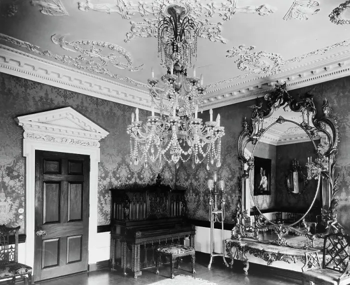 Framed Print : Marsden J. Perry home, Providence, Rhode Island. Interior scene, detail... between 1900 and 1950. Creator: Frances Benjamin Johnston Framed Print : Marsden J. Perry home, Providence, Rhode Island. Interior scene, detail... between 1900 and 1950. Creator: Frances Benjamin Johnston