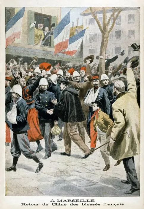 Framed Print : At Marseille, The return of wounded French soldiers from China, 1901 Framed Print : At Marseille, The return of wounded French soldiers from China, 1901
