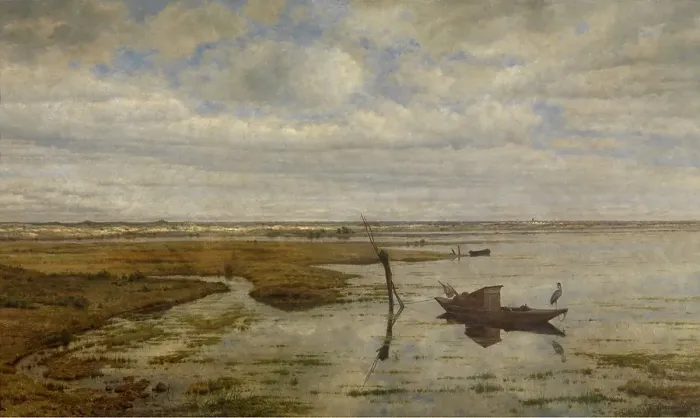 Framed Print : Marsh near Putte, 1882. Creator: Jean Pierre Francois Lamoriniere Framed Print : Marsh near Putte, 1882. Creator: Jean Pierre Francois Lamoriniere