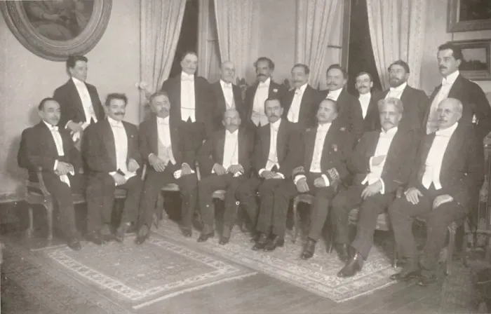 Framed Print : Marshal Hermes da Fonseca with his Secretaries of State and Advisers, 1914 Framed Print : Marshal Hermes da Fonseca with his Secretaries of State and Advisers, 1914