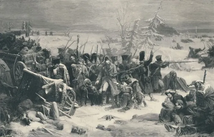 Framed Print : Marshal Ney Sustaining The Rear-Guard of the Grand Army, 1812, (1896). Artist: Henry Wolf