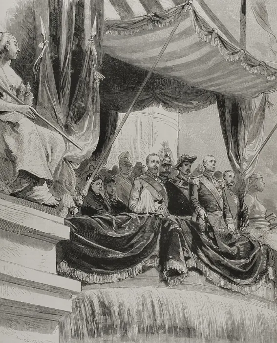 Framed Print : Marshal Patrice de Mac Mahon at the opening of the Paris Exposition on May 1, 1878. Creator: Unknown Framed Print : Marshal Patrice de Mac Mahon at the opening of the Paris Exposition on May 1, 1878. Creator: Unknown