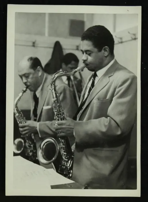 Framed Print : Marshall Royal and Frank Wess, saxophonists with the Count Basie Orchestra, c1950s Framed Print : Marshall Royal and Frank Wess, saxophonists with the Count Basie Orchestra, c1950s