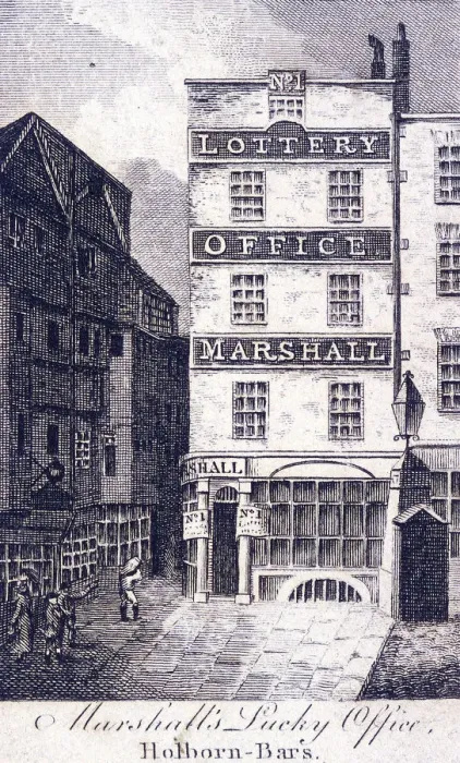 Framed Print : Marshalls Lottery Office, Holborn, London, c1800 Framed Print : Marshalls Lottery Office, Holborn, London, c1800