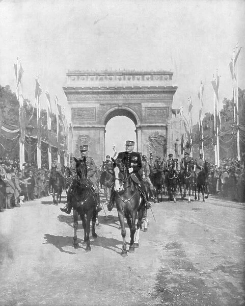 Marshals Foch and Joffre during the grand victory parade, Paris, France, 14 July 1919