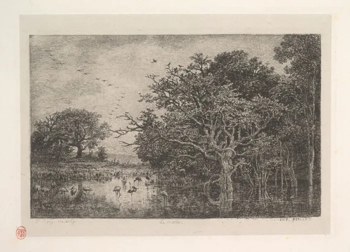 Framed Print : The Marshes, 1851. Creator: Charles Francois Daubigny Framed Print : The Marshes, 1851. Creator: Charles Francois Daubigny