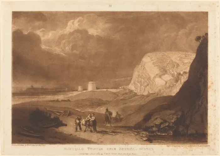 Framed Print : Martello Towers near Bexhill, Sussex, published 1811. Creator: JMW Turner Framed Print : Martello Towers near Bexhill, Sussex, published 1811. Creator: JMW Turner