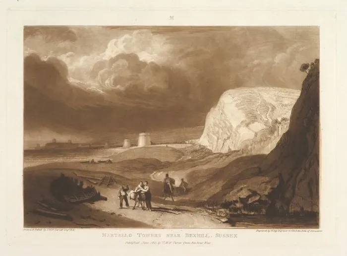 Framed Print : Martello Towers near Bexhill, Sussex (Liber Studiorum, part VII, plate 34), June 1811 Framed Print : Martello Towers near Bexhill, Sussex (Liber Studiorum, part VII, plate 34), June 1811