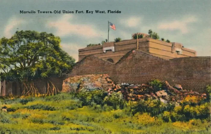 Framed Print : Martello Towers Old Union Fort, Key West, Florida, c1940s Framed Print : Martello Towers Old Union Fort, Key West, Florida, c1940s