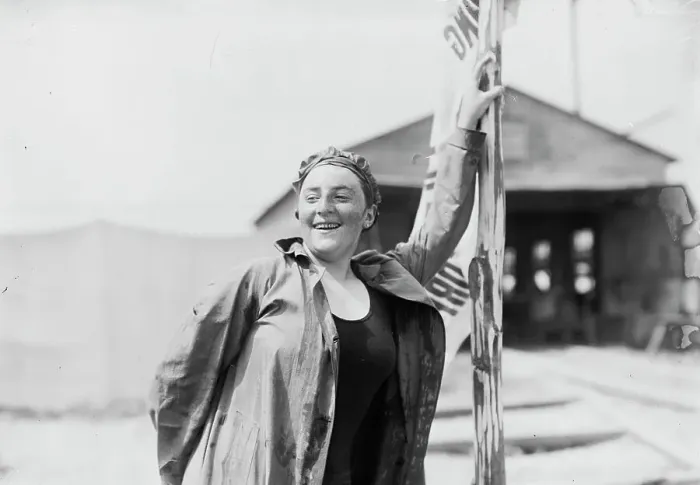 Framed Print : Martha Lachman(?) 100 yd. Swim, (1912?). Creator: Bain News Service Framed Print : Martha Lachman(?) 100 yd. Swim, (1912?). Creator: Bain News Service