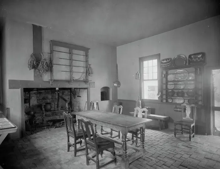 Framed Print : Martha Washington kitchen at Mt. Vernon, between 1900 and 1920. Creator: Unknown Framed Print : Martha Washington kitchen at Mt. Vernon, between 1900 and 1920. Creator: Unknown