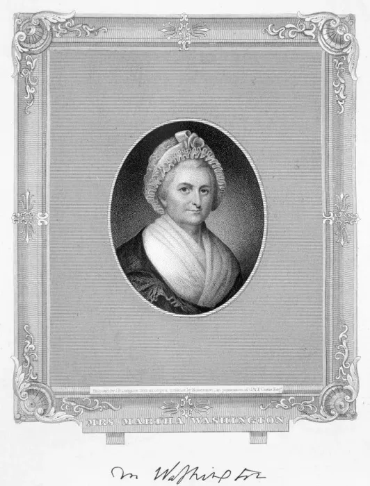 Framed Print : Martha Washington, wife of US President George Washington, (19th century). Artist Framed Print : Martha Washington, wife of US President George Washington, (19th century). Artist
